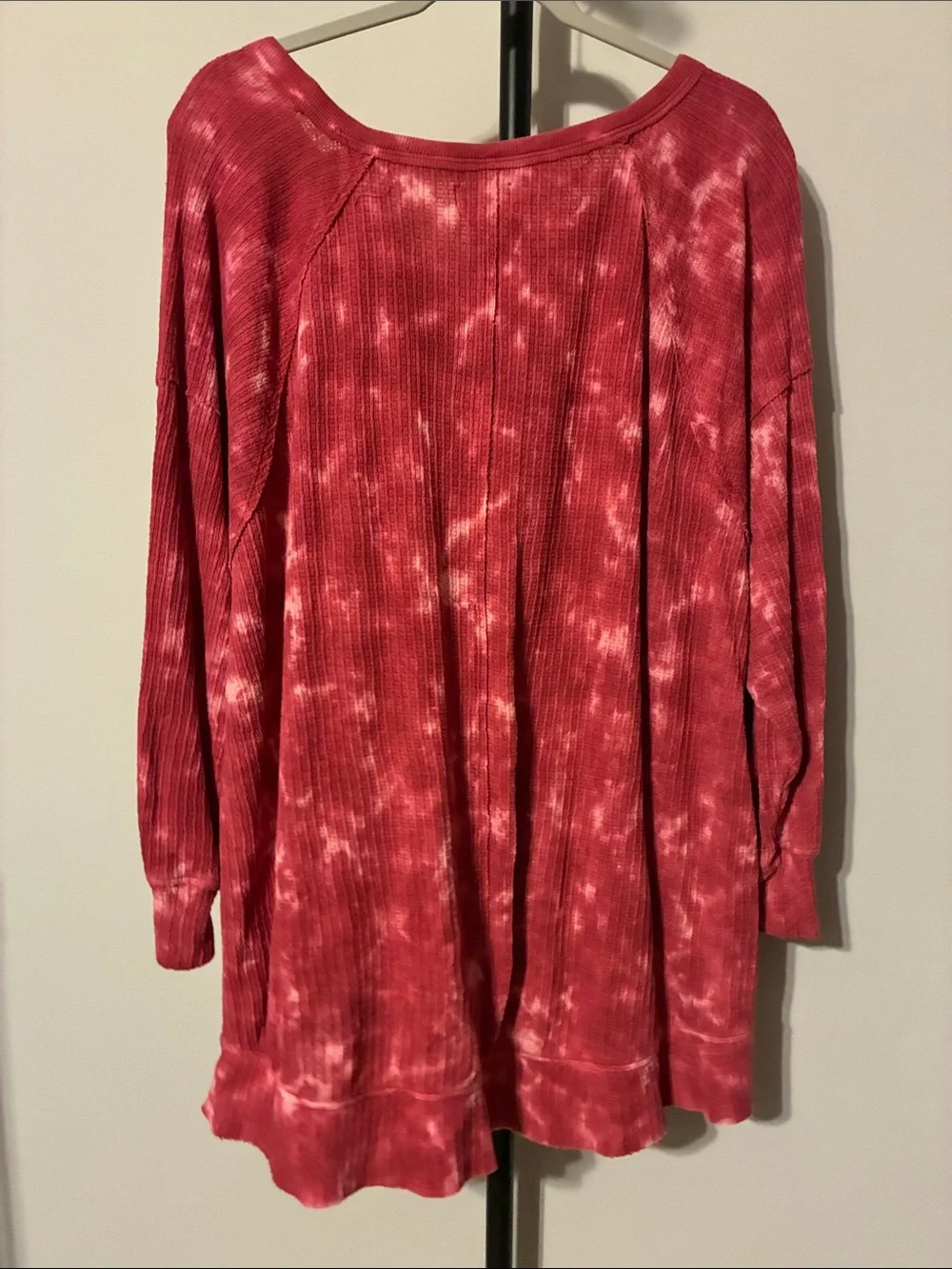 Wonderly Top Women's Pink Tie-Dyed V-Neck Pullover Tunic 2X
